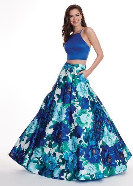 image of crop top navy blue gown lehenga
